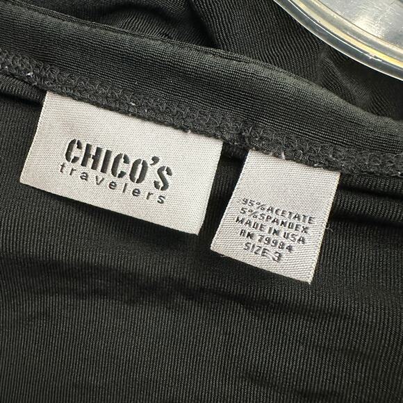 Chicos‎ Travelers Womens Cardigan Size 3 US XL Black Open Front Minimalist Lagom - Picture 5 of 8